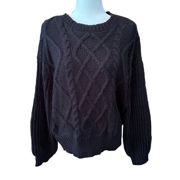 Forever 21+ Womens Black Cable Knit Sweater 2X NWT - Picture 1 of 7
